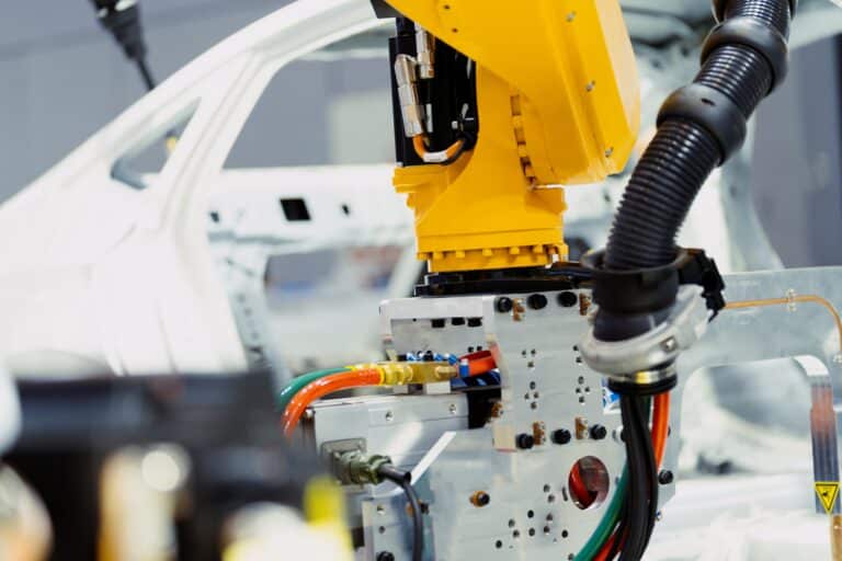 Robot,Arm,Working,In,Car,Factory